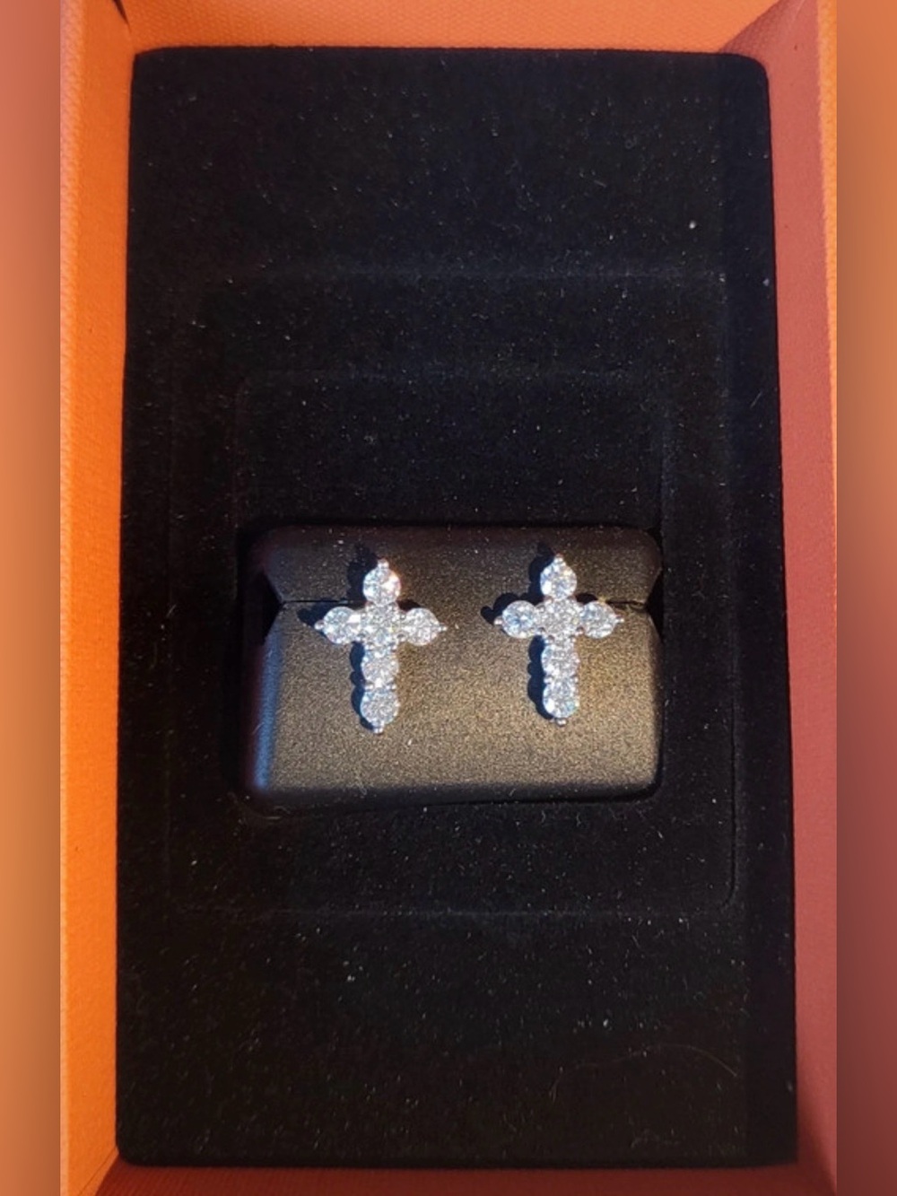 925 Sterling Silver Moissanite Cross Stud Earrings 2.00 CTW NWT DTP